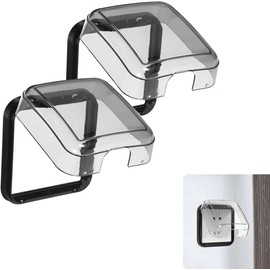 WADY 2 Piezas Caja De Enchufes Impermeable Protectores De Salida Para Bebes Afuera Protector De De Corriente Tapas De Salida a Prueba De Bebés Pandilla Enchufes Dobles El Plastico (Negro)