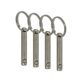 1/4" Diameter Quick Release Pin, Total Length 1.5", Effective Length 1", Stronger with Reinforced Pull Tab (4 Pack)