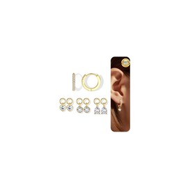 MILACOLATO 925 Sterling Silver Hoops Earrings Charm Set for Women Lightweight Small Silver Gold Earrings for Women Hypoallergenic Hoop Huggie Earrings Cartilage Earring 14K-CZ