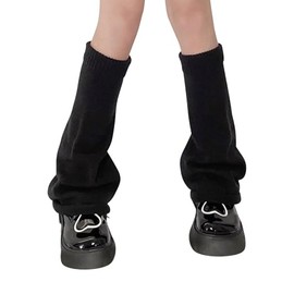 Vulevirtue Leg Warmers Short Button Leg Warmers Winter Leg Warmers Knitted Legwarmers, black