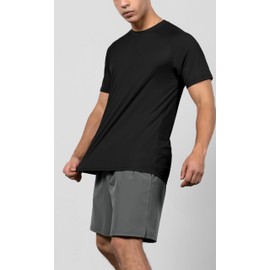 ODODOS Men's Quick Dry Short Sleeve Shirts UPF 50+ Sun Protection SPF Athletic Tops Workout T-Shirts, Black, XX-Large