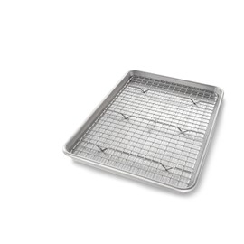 USA Pan Jelly Roll Baking Pan and Bakeable Nonstick Cooling Rack, Metal