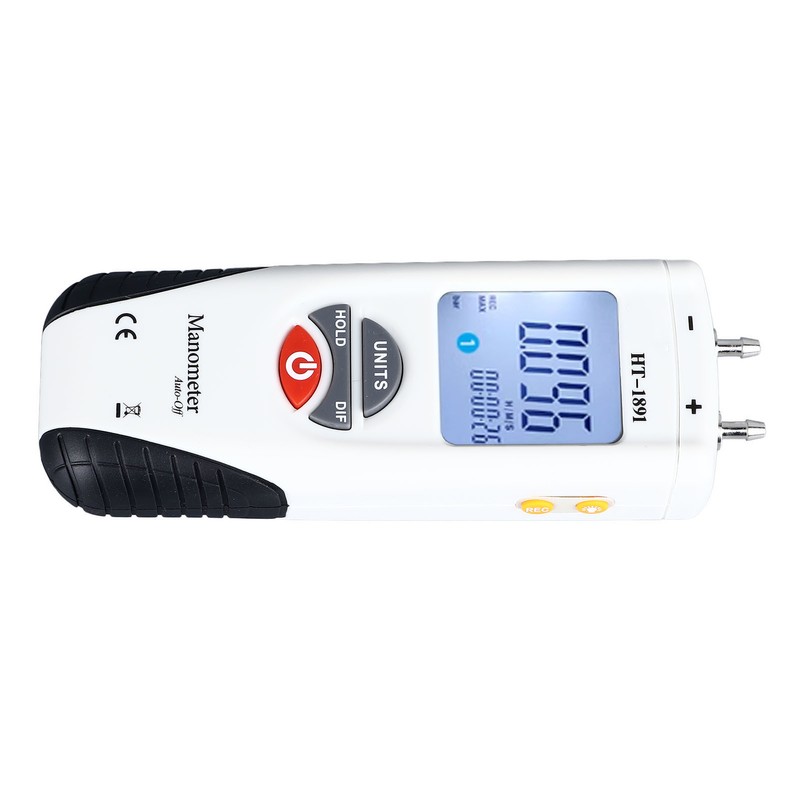 Digital Manometer Backlit Display Differential Dual Port Air and Gas