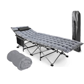 VaygWay Foldable Outdoor Camping Cot and Cot Pad Mattress- Soft Comfortable Lightweight Thick Cotton Sleeping Cot- Portable Hiking, Traveling, Backpacking Waterproof Bottom Pad