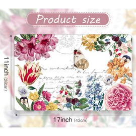 WRAPAHOLIC 50 Sheets Colorful Floral Paper Place Mats - 11 x 17 Inch Disposable Placemat Spring Summer Decorative Paper Table Mats for Dinner Table Setting Wedding Party Supplies