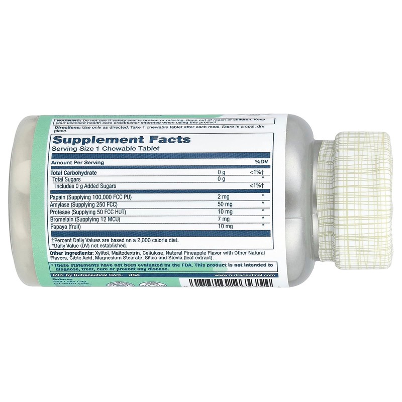 SOLARAY Papaya Enzyme Chewables a Supports Healthy Digestion a Pineapple