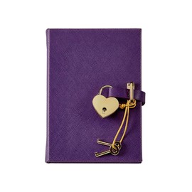 Graphic Image Small Journaling Diary with Heart Lock in Saffiano Leather (240 Pages - 4.5-x-6") (Purple)