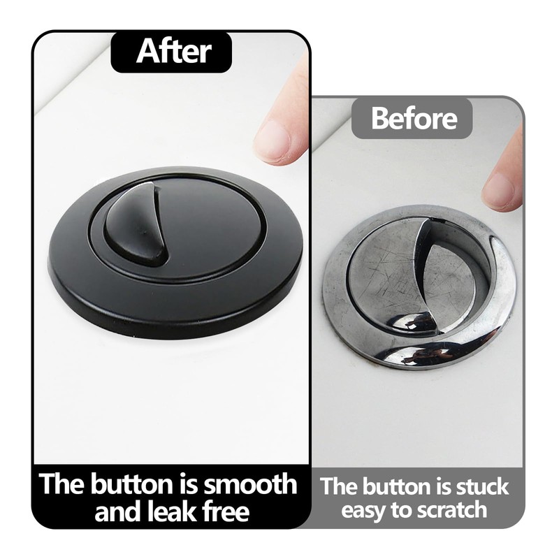 2 PCS Toilet Flush Button, Black Round Head Dual Toilet