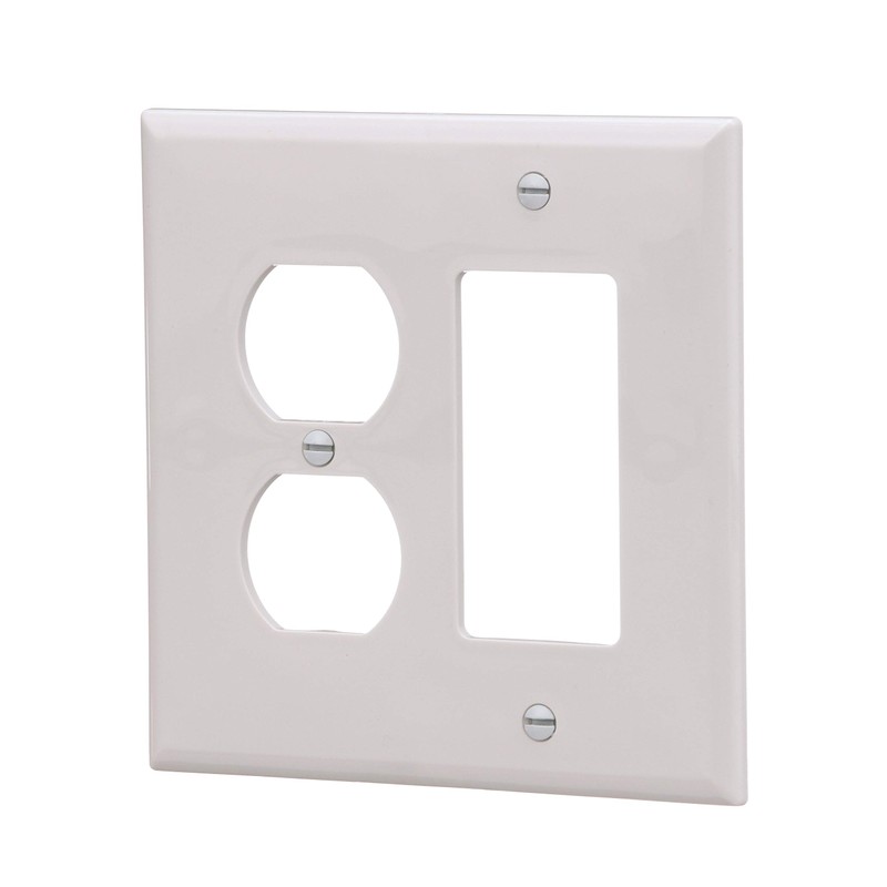 Eaton PJ826W 2-Gang Combination Duplex Receptacle Decorator GFCI Rocker Switch