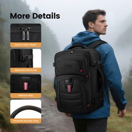 LOVEVOOK Backpack Men - 17.3inch Travel laptop backpack 35L Large Carry On Backpack Personal Item Size, Airline Approved waterproof backpack with 3 Packing Cubes,Black