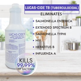 LUCAS-CIDE TB All Purpose Cleaner, Hospital Grade Disinfectant - Home Cleaning Supplies For Everyday Hygiene - Disinfecting Spray Bathroom Cleaner, Glass Cleaner, Floor Cleaner For Salon Cleaning