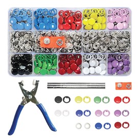 200 Sets Press Studs Set with Pliers 9.5 mm, Press Studs without Sewing Metal Button, Press Studs, with 10 Colours for Baby Children's Clothing, Sewing, Crafts, Handmade, Clothing Repair, DIY Clothing