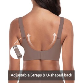 WOWENY Wireless Bras for Women No Underwire Seamless Full Coverage Bralette Ultra Comfort Push Up Bra with Extra Bra Extender Coffee XL