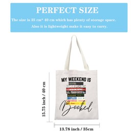 Book Themed Gift Book Club Gift Bookish Merchandise My Weekend Is Booked Literary Tote Bag For Book Lover (Booked Daisy Tote CA)