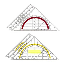 6-Piece Triangle Ruler, Triangle Ruler With Handle, Drawing Measuring Ruler, Transparent Triangle Plate, Surveying Triangle Ruler Set, Flexible Geometric Ruler, Suitable For Measuring And Drawing