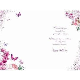 Paper Rose Special Friend Female Birthday Card - Butterflies, Blossom and Magnolia with Foil Details - Eco-Friendly and Recyclable