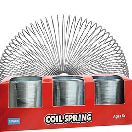 Silver Metal Coil Spring, Goody Bag Fillers, Party Favor for Kids, Variety of 2.4" (60mm) Individually Boxed (3-Pack)