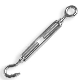 Turnbuckle 8 mm [Pack of 2] with Open Shape C Eye / Hook Stainless Steel V4A AISI 316 HEAVYTOOL®