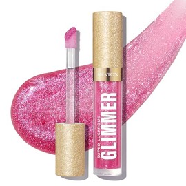 REVLON REVLON Super Lustrous Glimmer Gloss, Non-Sticky Lip Gloss, High-Shine Finish, Plant-Based Glitter, 008 Rose Glow, 0.13 fl oz