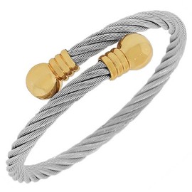 My Daily Styles Fashion Alloy Two-Tone Twisted Cable Womens Open End Bangle Bracelet