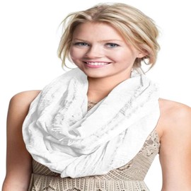 CJ Apparel Mobius Infinity Scarf Second Choice Snood Cowl Tube Round Circle Eternity Scarf Wrap Pashmina, White