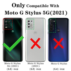 for Moto G Stylus 5G Case:Screen Protector Military Grade 360° Rotatable Kickstand Shockproof Protective Cases for - Moto g Stylus 5G 2021 (Silver)