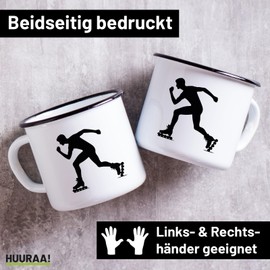 Huuraa Emaille Tasse Inline Skating Silhouette Geschenk 300ml Vintage Inline Skating Geschenkidee