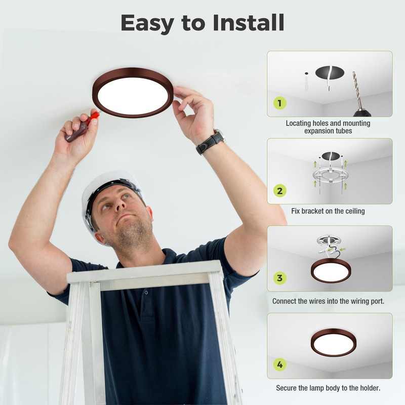 2Pack LED Flush Mount Ceiling Light Fixture Oil Rubbed Bronze,