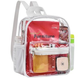 Clear Backpack for Stadium Events, 12x11x4.5 Inch Small Clear Backpack for Concert Festival Sports Outdoor - Black - Color: White