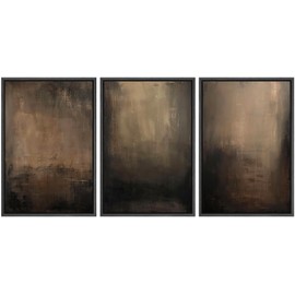 SIGNFORD Framed Canvas Print Wall Art Set Abstract Earthy in Deep Brown and Beige Tones Modern Art Decorative Colorful for Living Room, Bedroom, Office - 24"x36"x3 Black