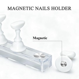 Soporte de uñas para práctica de exhibición a presión para uñas acrílicas, soporte magnético para puntas de uñas postizas para herramientas de pintura de uñas y diseños con masilla adhesiva