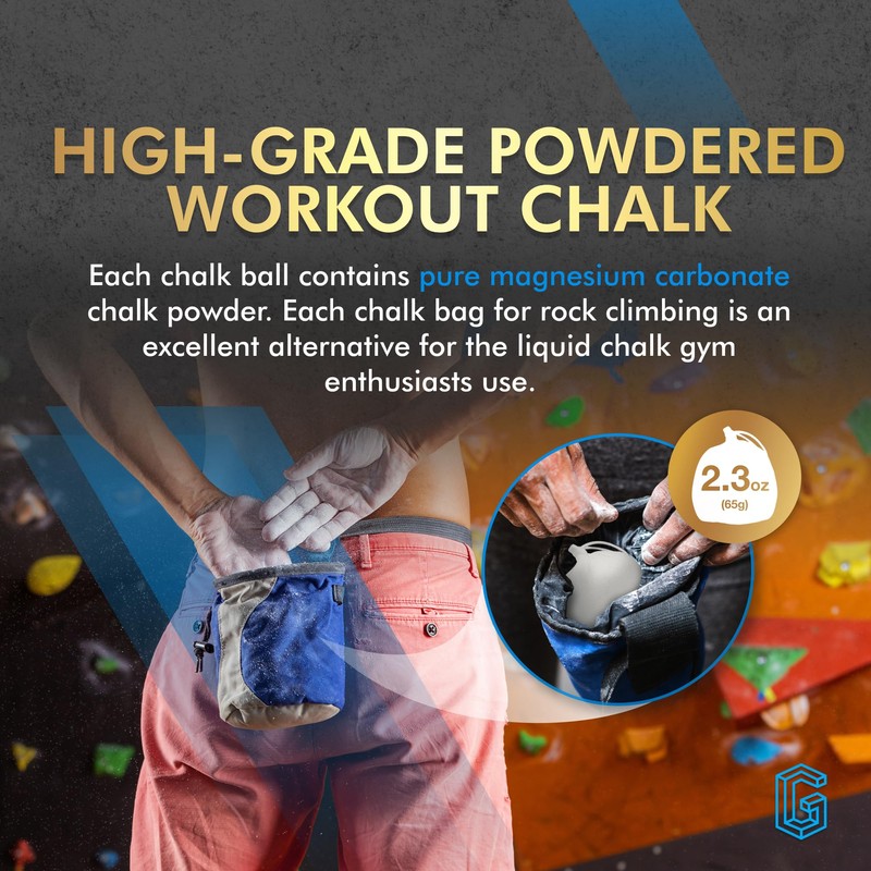 130g (2 x 65g) Premium Chalk Balls. Pro-Grade Gym Chalk