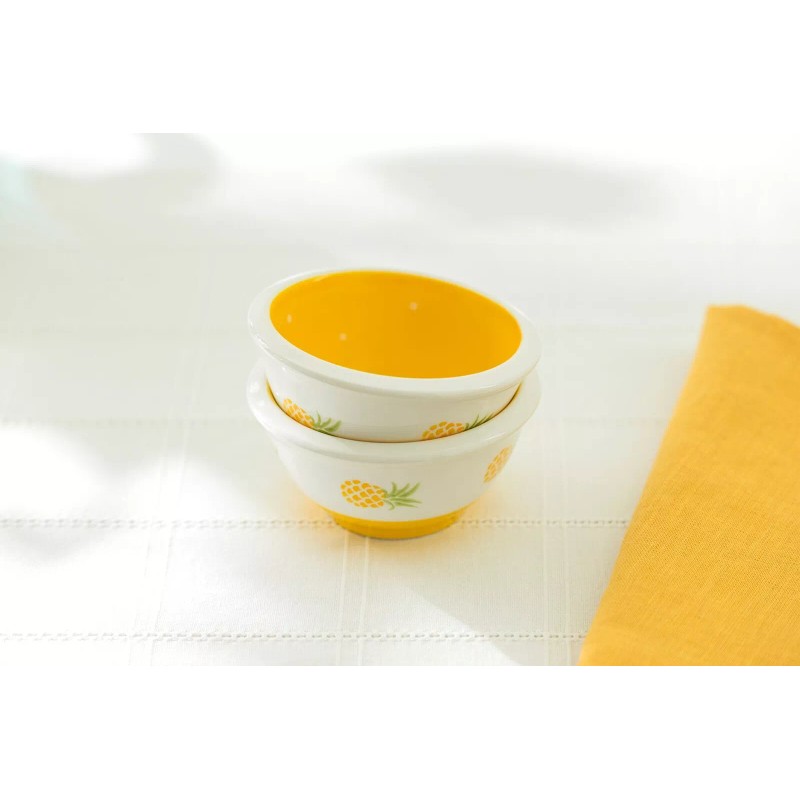 Terramoto Ceramic Pineapple Polka Dots Snack Bowl Set of 2