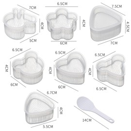 SWZY 8 pcs Creative Cartoon Sushi Making Tool, DIY Rice Ball Mold with Rice Spoon, Cute Cartoon Sushi Making Kit Non Stick Rice Ball Bento Presses Mold, Rice Maker for Kids Bento Home DIY Tool