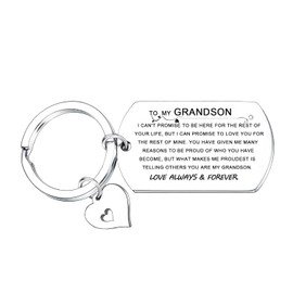 Nimteve To My Grandson Keychain Grandson Gifts from Grandma Grandpa Christmas Birthday Gifts for Grandson Inspirational Keyring for Grandson Graduation Gifts for Grandson