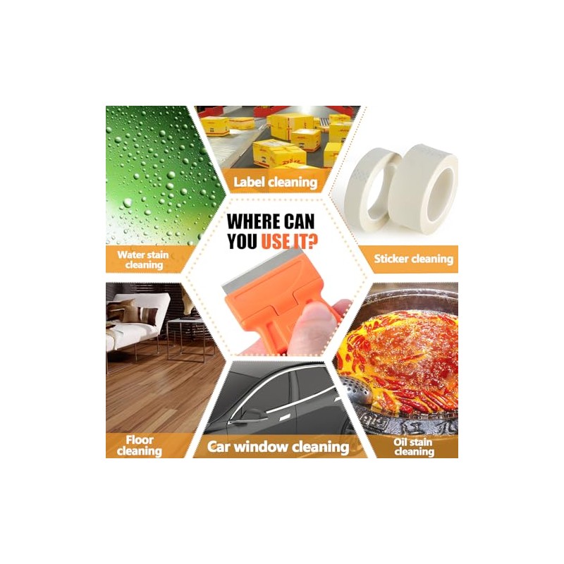 2 Sets Razor Blade Scrapers, Plastic Scraper Tool Extra 10