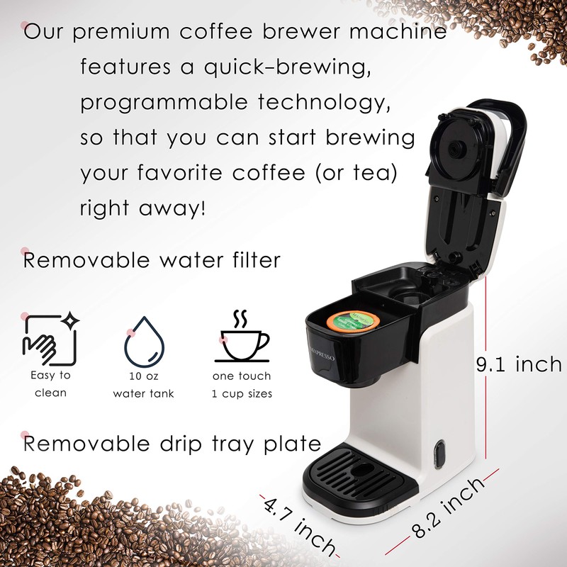 Mixpresso Single Cup Coffee Maker, Personal Single Serve Coffee Brewer
