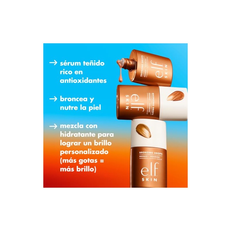 e.l.f. SKIN Bronzing Drops Bronceador Líquido Dorado Cálido Shimmer