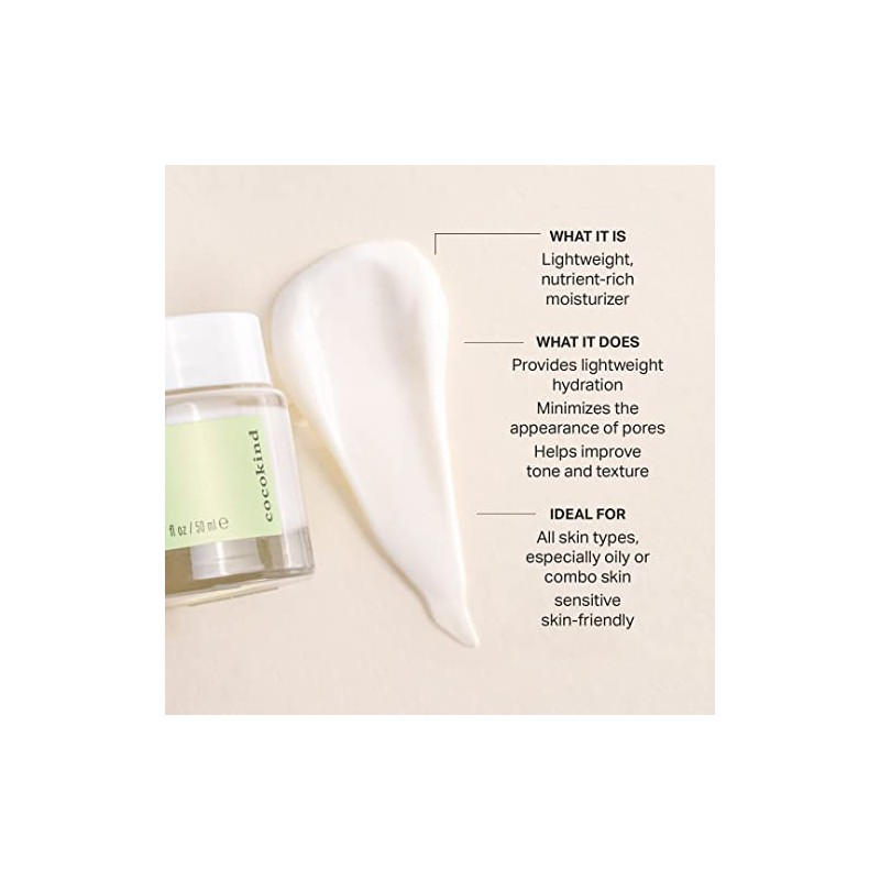 Cocokind Crema suavizante de textura, ligera, hidratante con escualano y