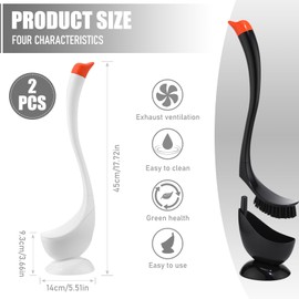 2 Sets Funny Swan Toilet Brush with Holder Bowl and Long Handle Set Ventilated Swan Toilet Bowl Brush and Holder Plastic Decorative Bathroom Accessories Decor for Bathtub Cleaning Scrubbing