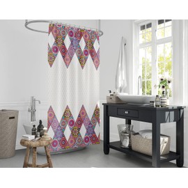 Tropik Home Quality Extra Long, Extra Wide Fabric Shower Curtain - Patchwork (240X200CM)
