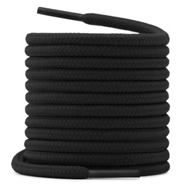 WEGOODZF Round Coloured Trainers Shoelaces: 4MM Thick 90cm Long Black Shoe Laces 2 Pairs Replacement Sports Shoelace Cords for Kids Adults