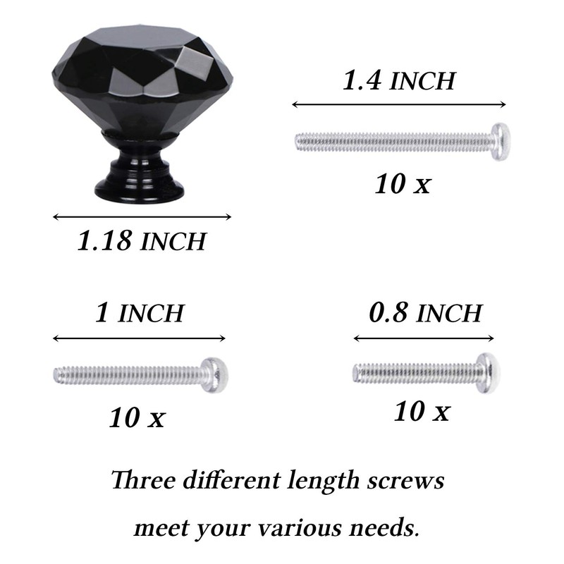 STMK 10 Pack Drawer Knobs, Drawer Pulls Black Diamond Shaped