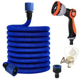 Hardbase Metal Stretchable Hose, 3 Times Longer Sprinkling Hose, For Car Washing, Watering, Garden, Veranda, Gardening, Flower Beds, Large Cleaning, Blue