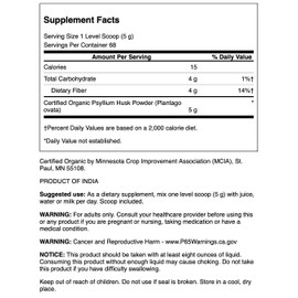 Swanson Certified Organic Psyllium Husk Powder 12 Ounce (340 g) Pwdr