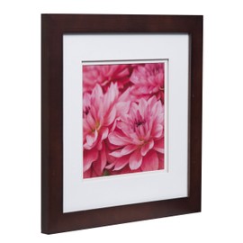 Gallery Solutions Wall Mount Double Mat Picture Frame, 8" x 8" With Mat or 12" x 12" Without Mat, Walnut