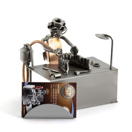 Steelman24 I Nuts and bolts sculpture Dentist Technician With Business Card Holder With Personal Engraving I Handmade metal ornaments I