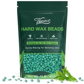 VENNCO Cera de depilación, granos de cera sin tirantes de 1 libra para piel sensible, cuentas de cera de árbol de té para bikini, axilas brasileñas, c