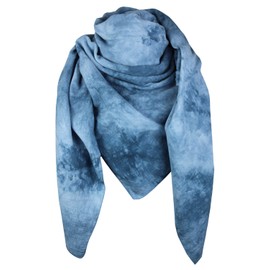 Turnanzug-GymStern XXL Muslin Scarf 100% Fine Cotton 130 x 130 cm Women's Neckerchief Muslin Scarf Muslin Women Men Women, old blue tie-dye