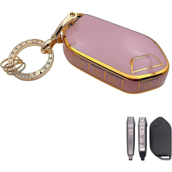 OVIOBOER Pink Soft TPU Key Fob Cover Case Protector for